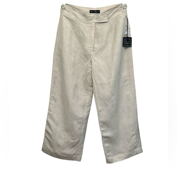 Mercer & Madison Linen-Blend Wide-Leg, Crop Pants, Beige Color, Size 10 - Picture 2 of 12
